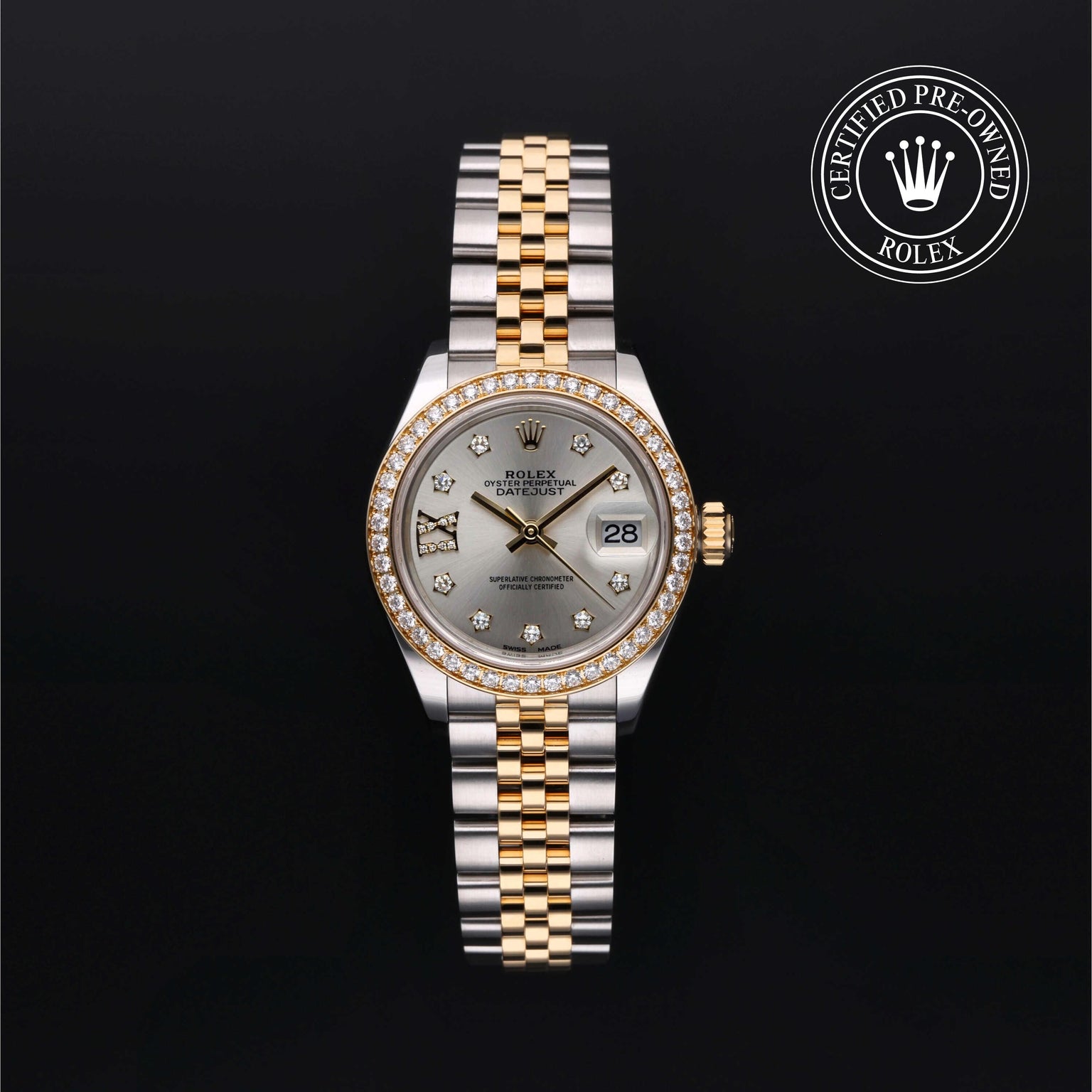 Rolex CPO Lady Datejust M279383RBR front on white background