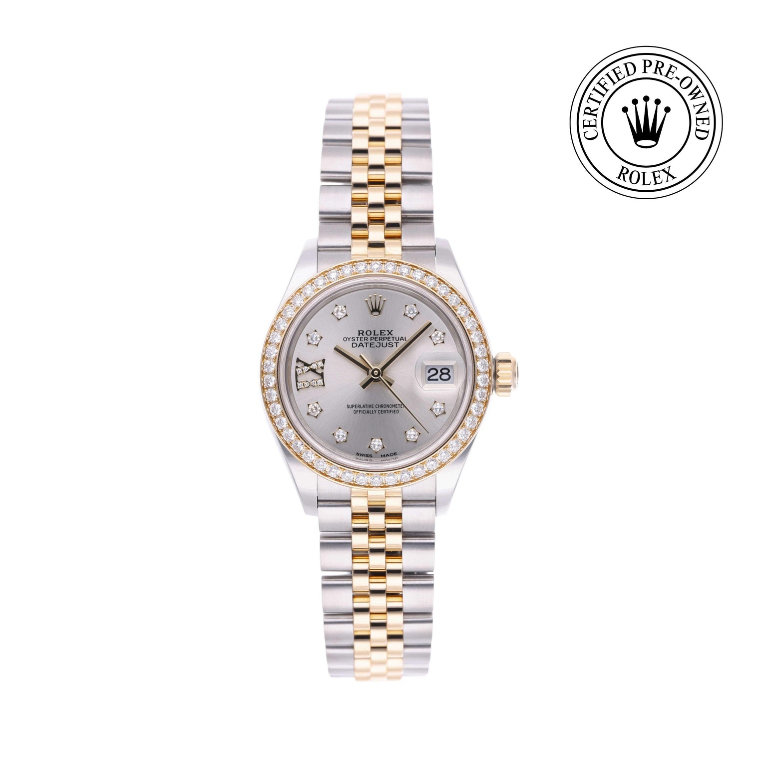 Rolex CPO Lady Datejust M279383RBR front on white background
