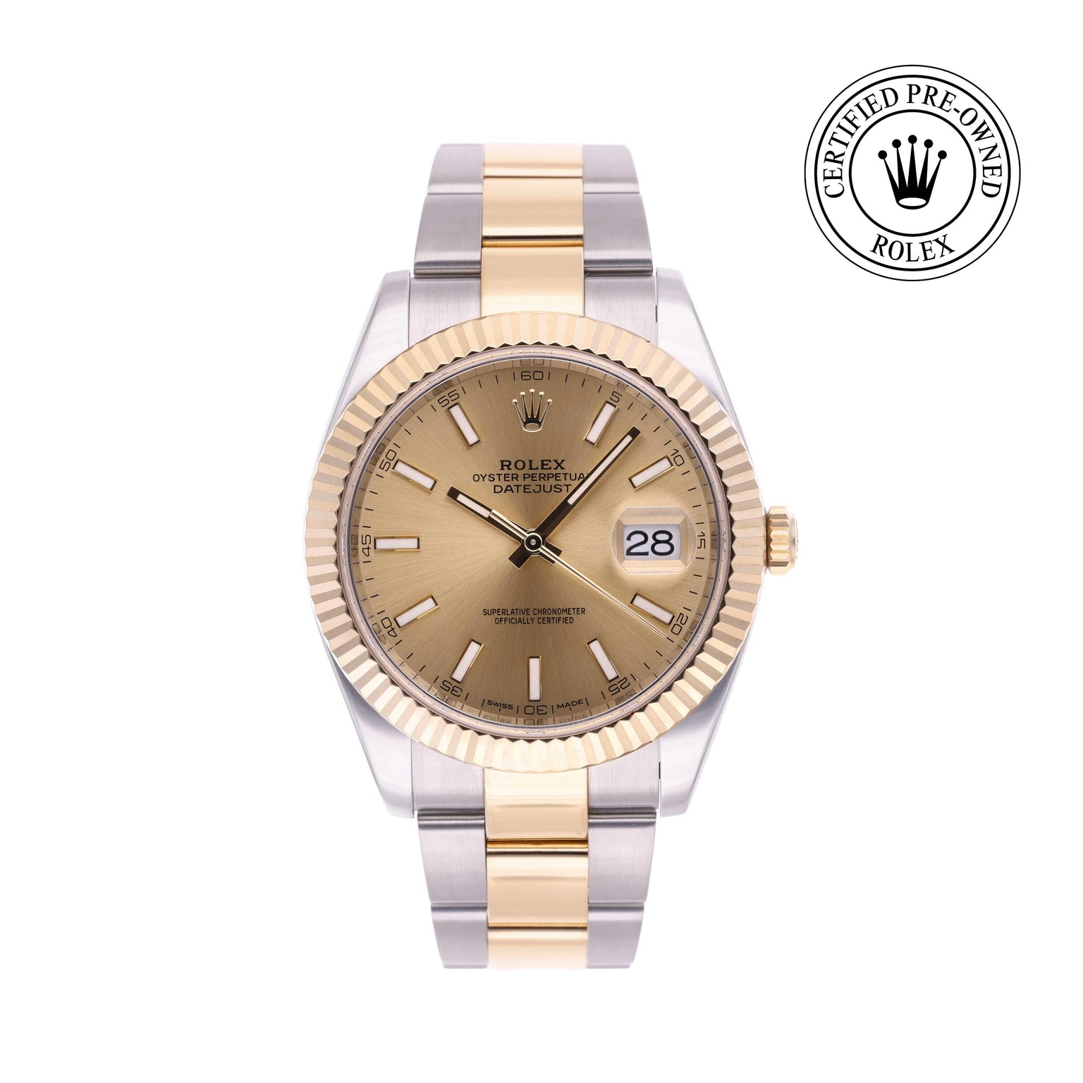 Rolex CPO Datejust M126333 front on white background