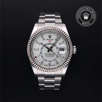 Rolex Certified Pre-owned Sky-Dweller M326934-0001 front on black background
