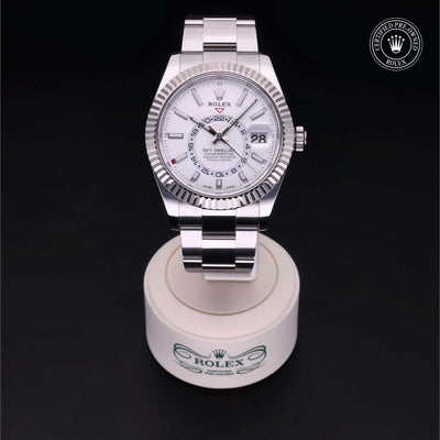 Rolex Certified Pre-owned Sky-Dweller M326934-0001 front on black background
