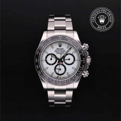 Rolex Certified Pre-owned Daytona M126500LN-0001 front on black background