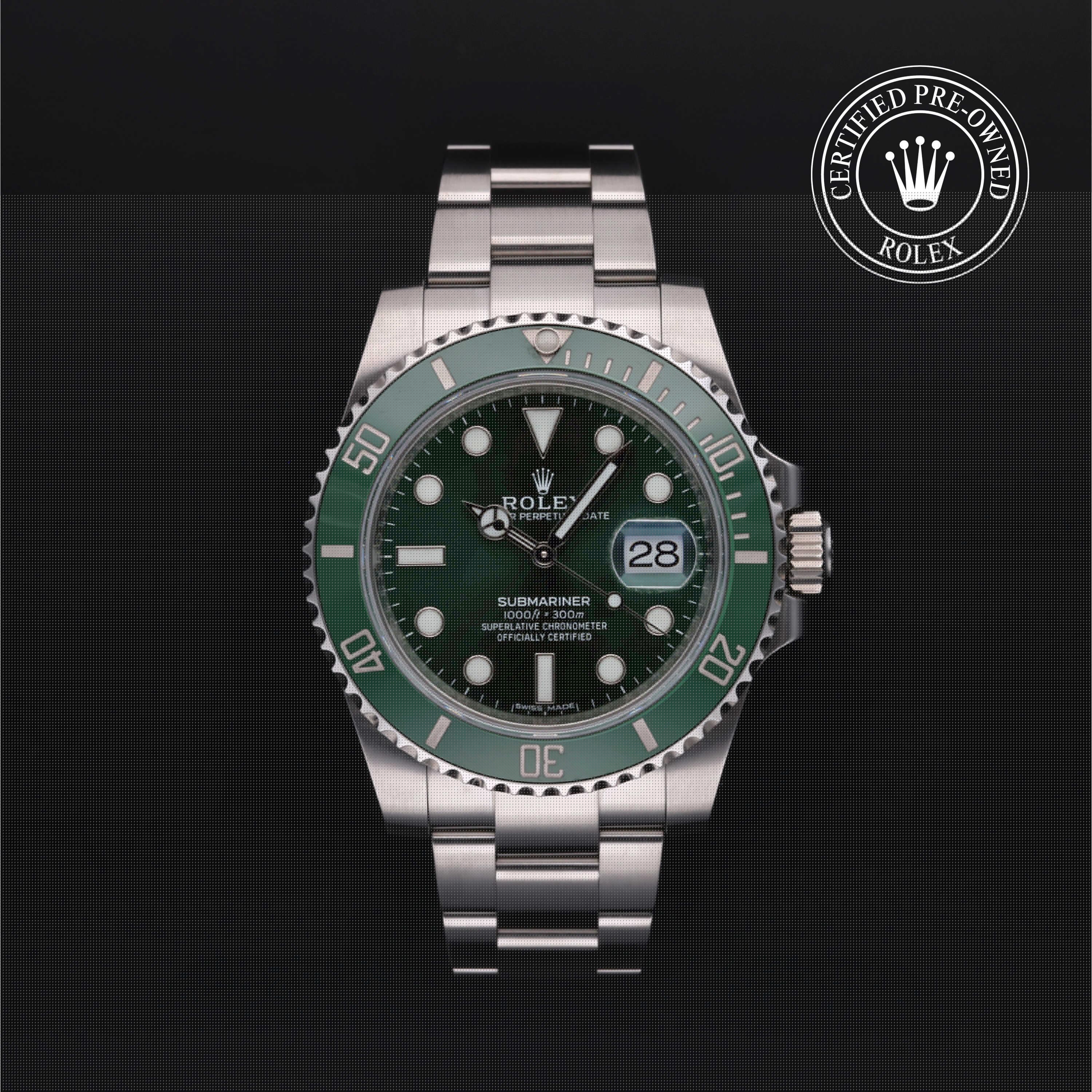 Rolex CPO Submariner M116610LV front on white background