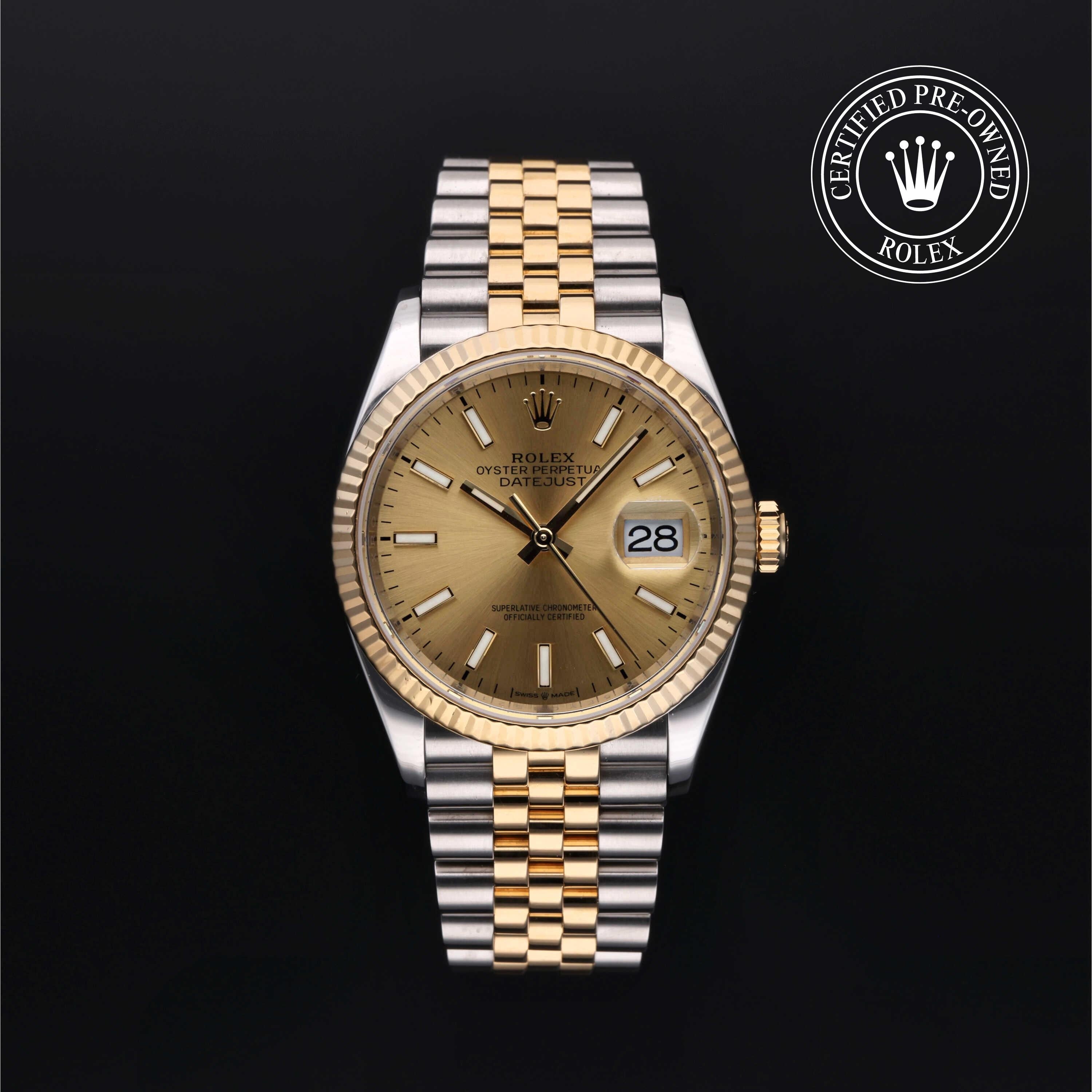 Rolex Certified Pre-owned Datejust M126233-0015 front on black background