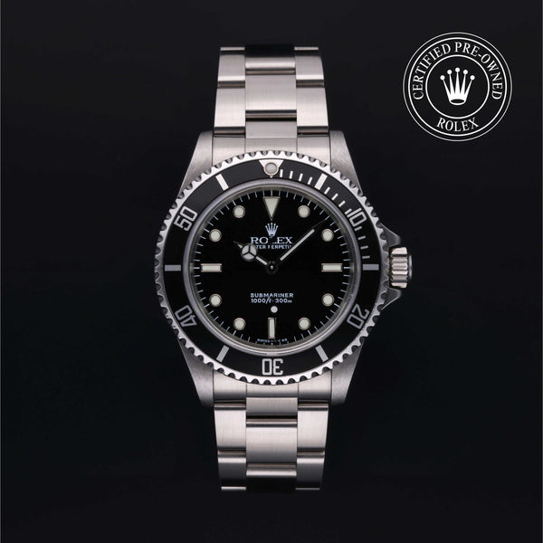Rolex Certified Pre-owned Submariner Non Date M14060-0001 front on black background