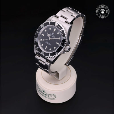 Rolex Certified Pre-owned Submariner Non Date M14060-0001 front on black background