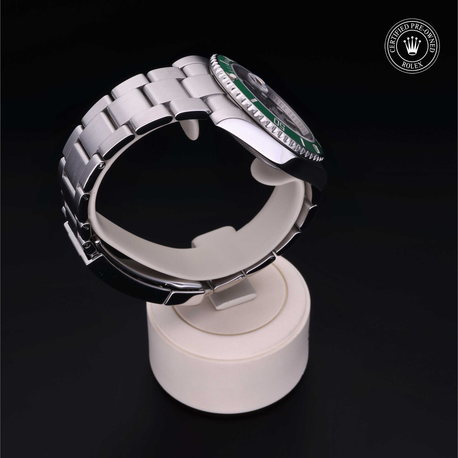 Rolex Certified Pre-owned Submariner M116610LV-0002 front on black background