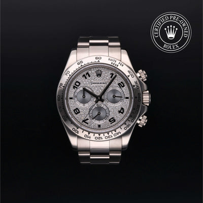 Rolex Certified Pre-owned Daytona M116509-0052 front on black background