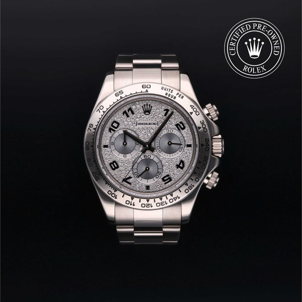 Rolex Certified Pre-owned Daytona M116509-0052 front on black background