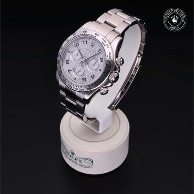 Rolex Certified Pre-owned Daytona M116509-0052 front on black background