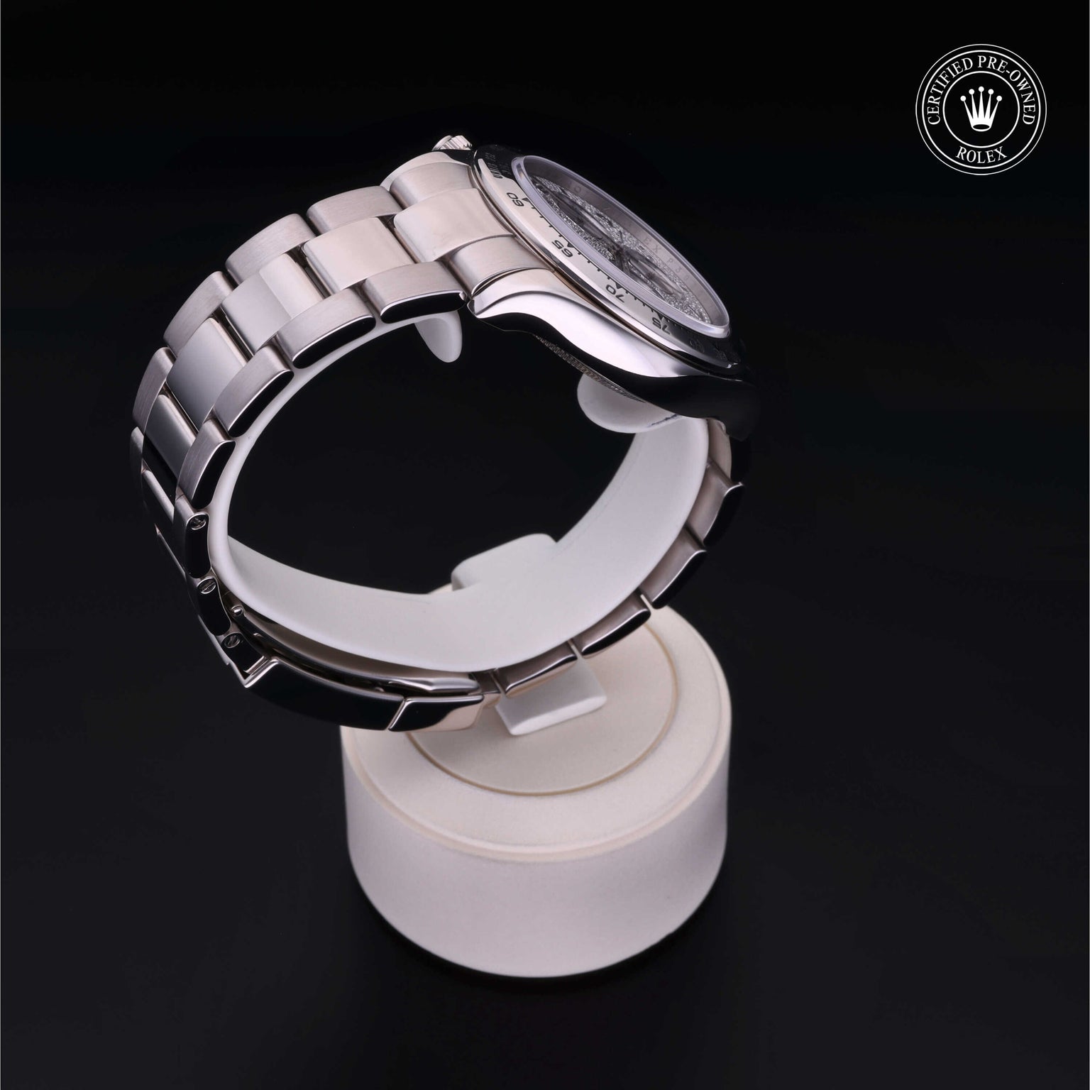 Rolex Certified Pre-owned Daytona M116509-0052 front on black background