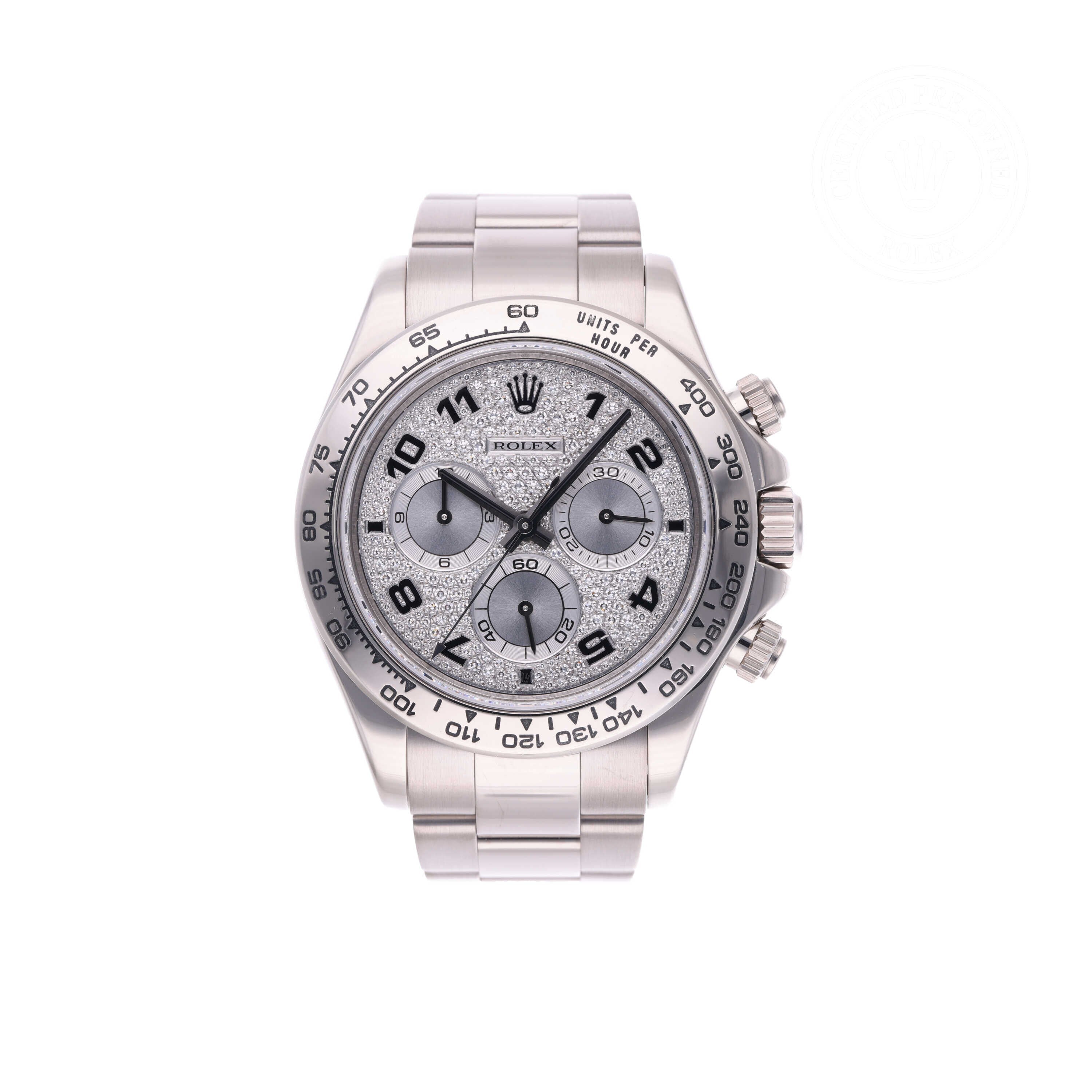 Rolex Certified Pre-owned Daytona M116509-0052 front on white background
