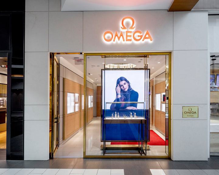 Exterior of an OMEGA watch boutique at Roosevelt Field