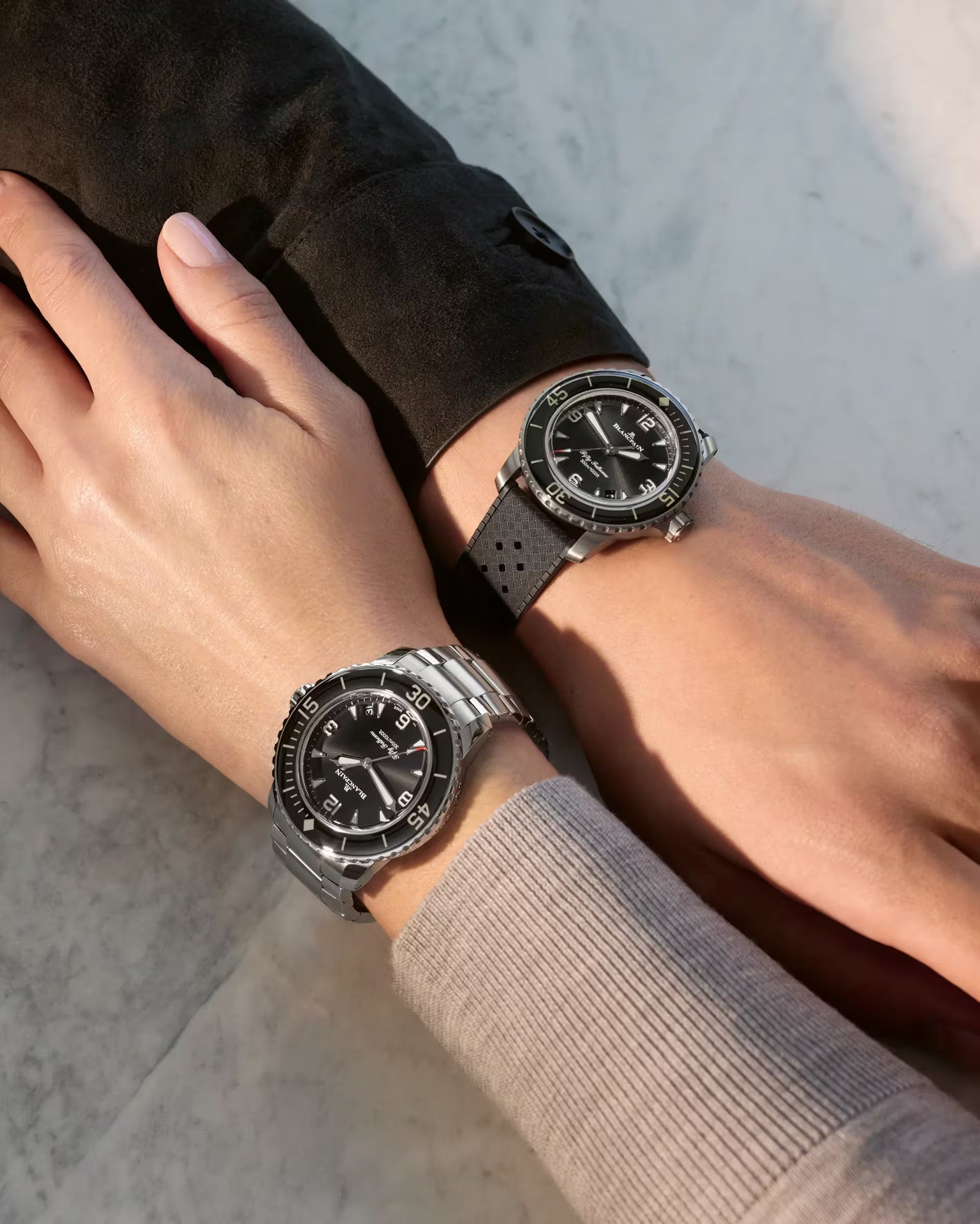Fifty Fathoms Automatique | 42.3mm, Sunburst Black Dial, Rubber Strap
