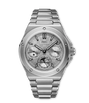 IWC Ingenieur Perpetual Calendar 41 stainless steel watch with silver dial, moon phase subdial, and integrated metal bracelet