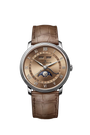 Villeret Quantième Complet | 40mm, Brown Gold Dial, Alligator Leather Strap
