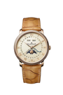 Villeret Quantième Complet | 40.2mm, Opaline Dial, Alligator Leather Strap