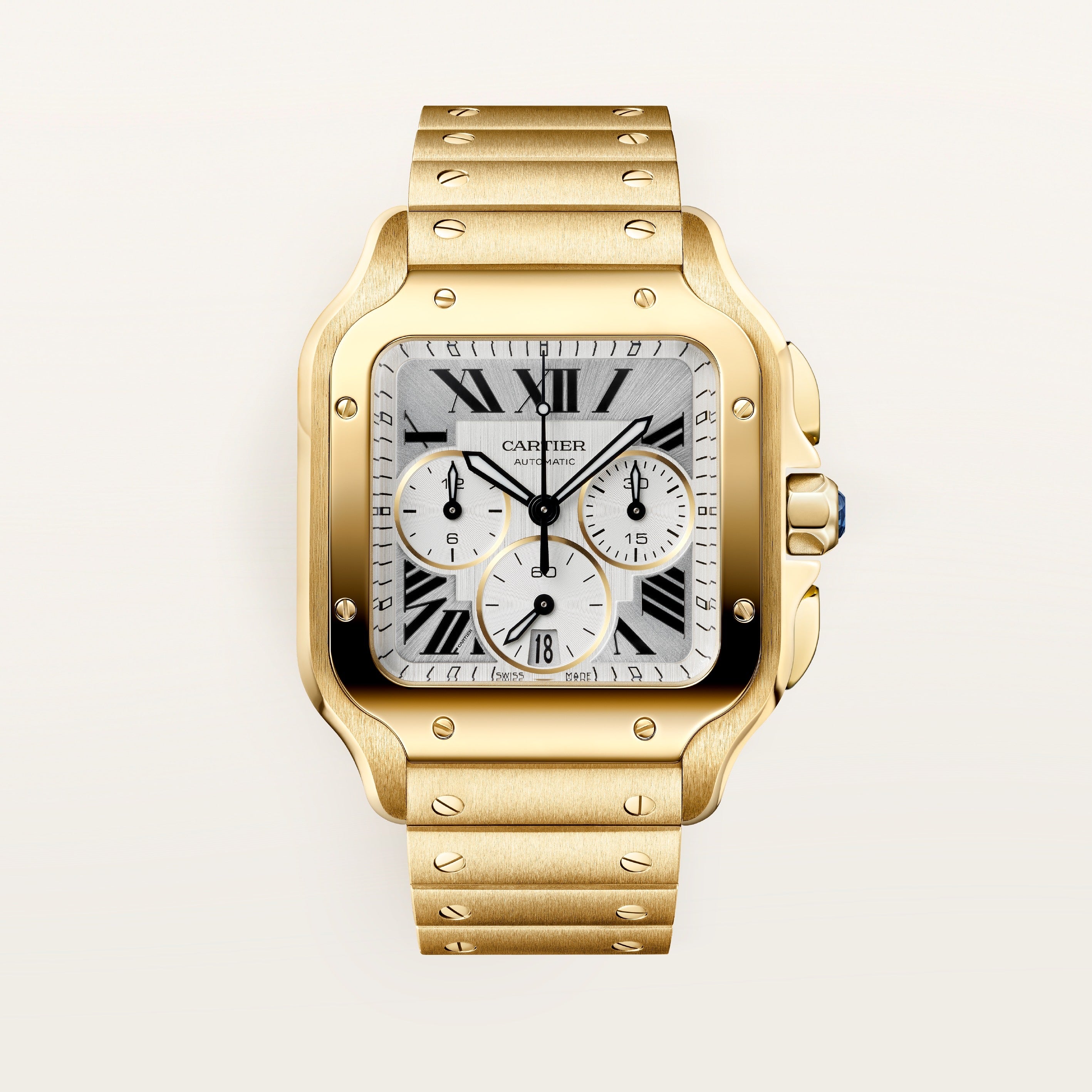 Cartier Santos de Cartier Large Model WGSA0110 front on white background