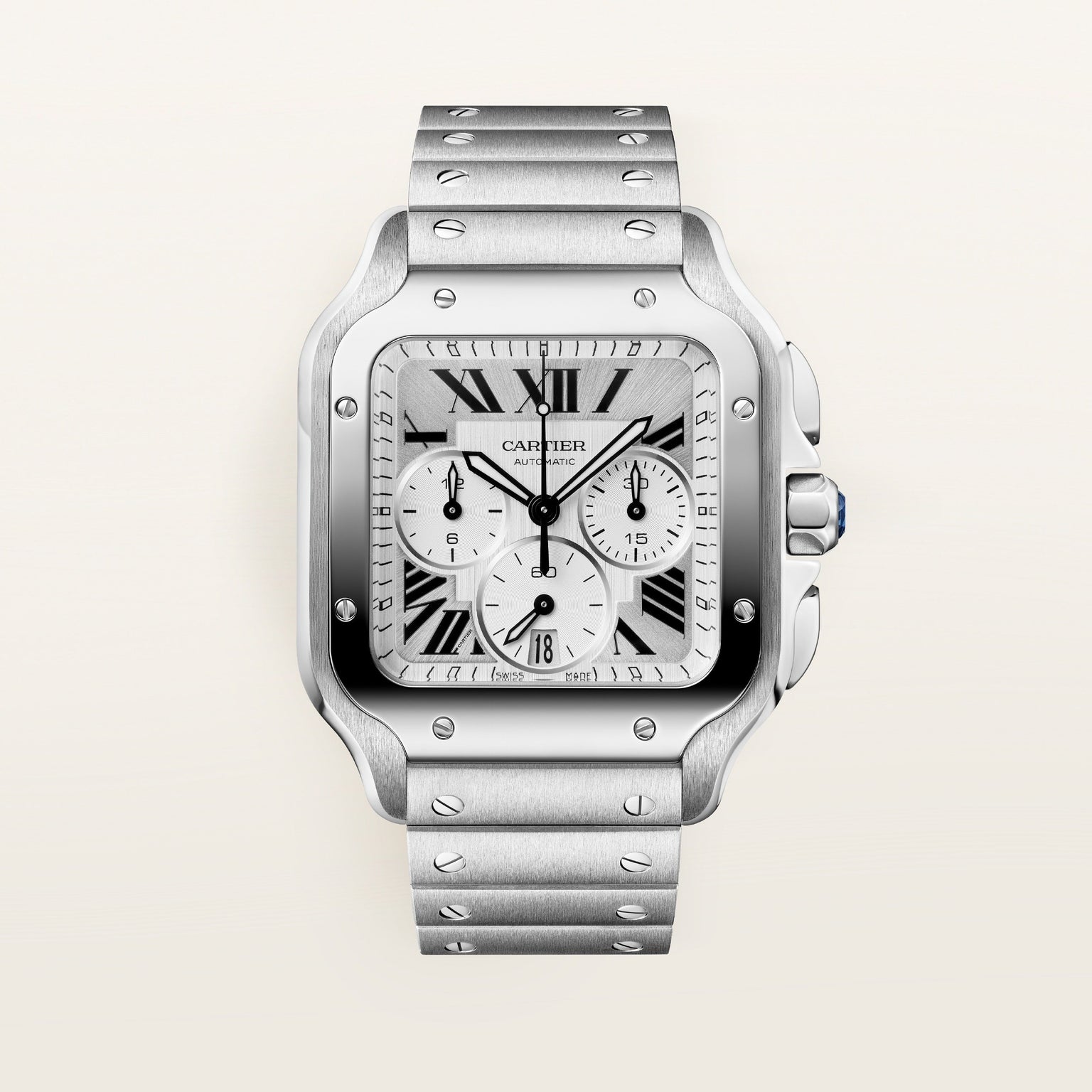 Cartier Santos de Cartier Large Model WSSA0083 front on white background