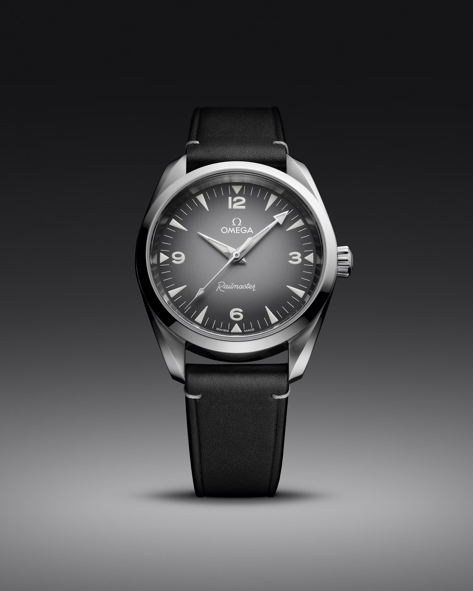 OMEGA Seamaster Railmaster Grey Dial Leather Strap