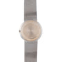 The Piaget Lapis Lazuli Dress Watch features a minimalist design with a silver mesh band and a blank, round face.
