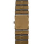 The Piaget Polo Pave is a rectangular gold and silver metal wristwatch featuring a plain face and segmented bracelet.