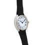 The Cartier Vendome Diamond wristwatch features a black strap, Roman numerals, and a diamond-encrusted bezel.