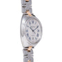 Cartier Clé de Cartier automatic watch with silver dial, Roman numerals, two-tone stainless steel and rose gold bracelet.