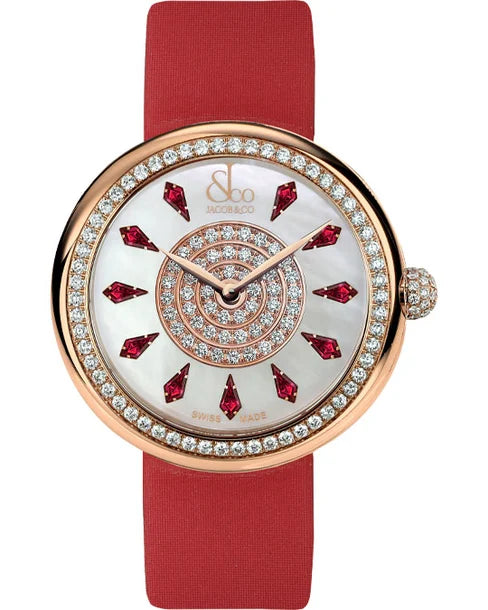 Brilliant One Row Rose Gold Ruby | 38mm, 18K Rose Gold, Women's Watch