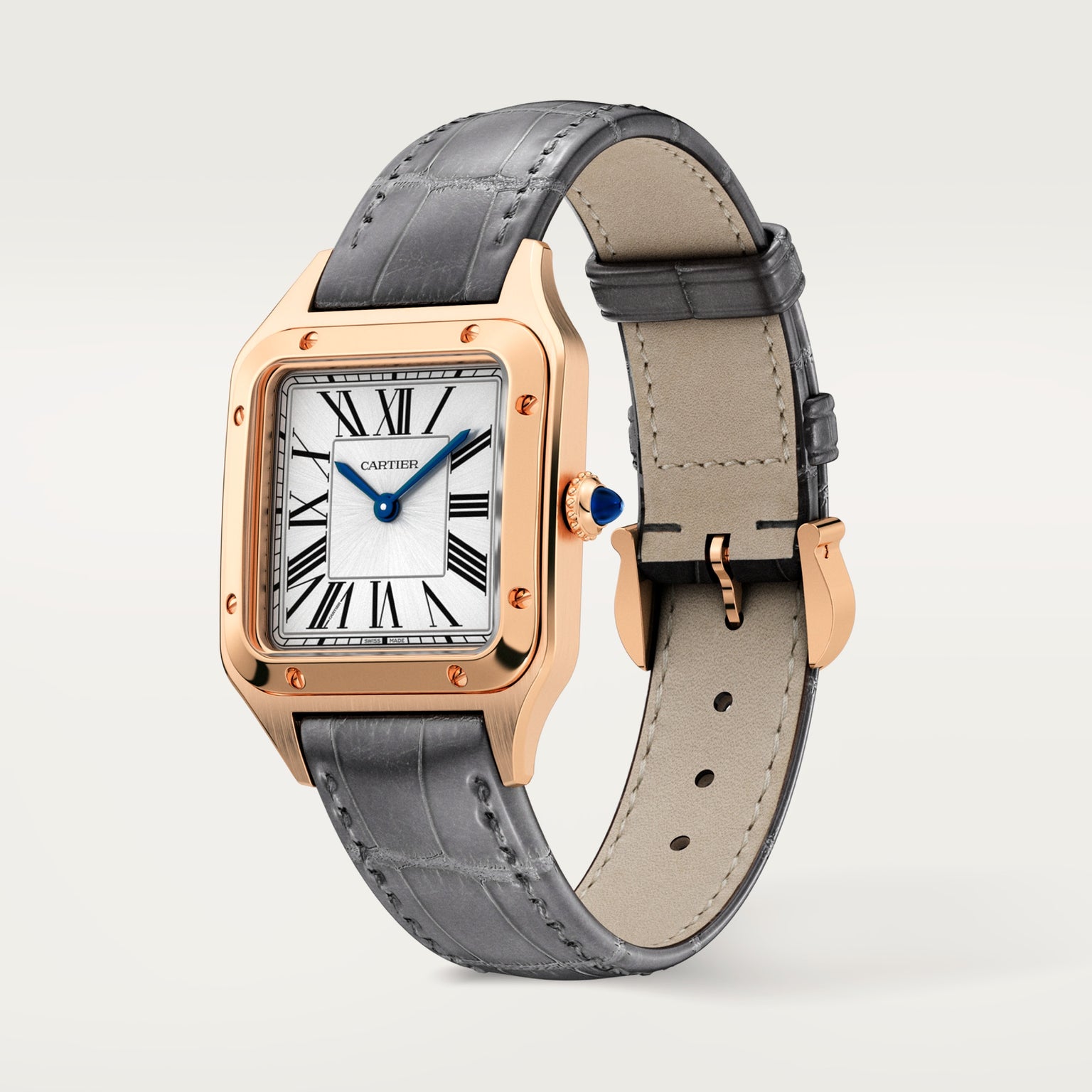 Santos-dumont Small Model | Quartz Movement, Rose Gold, Leather