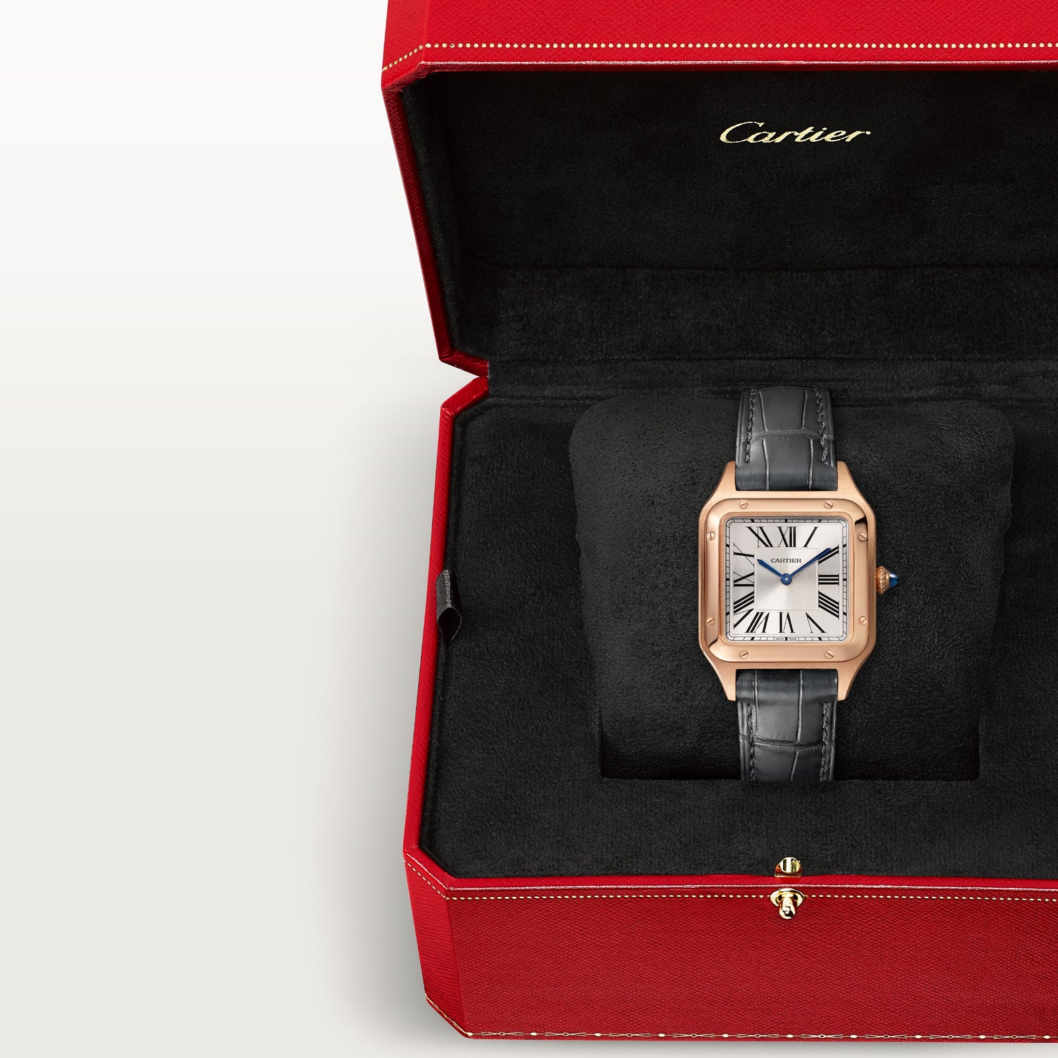 Santos-dumont Small Model | Quartz Movement, Rose Gold, Leather