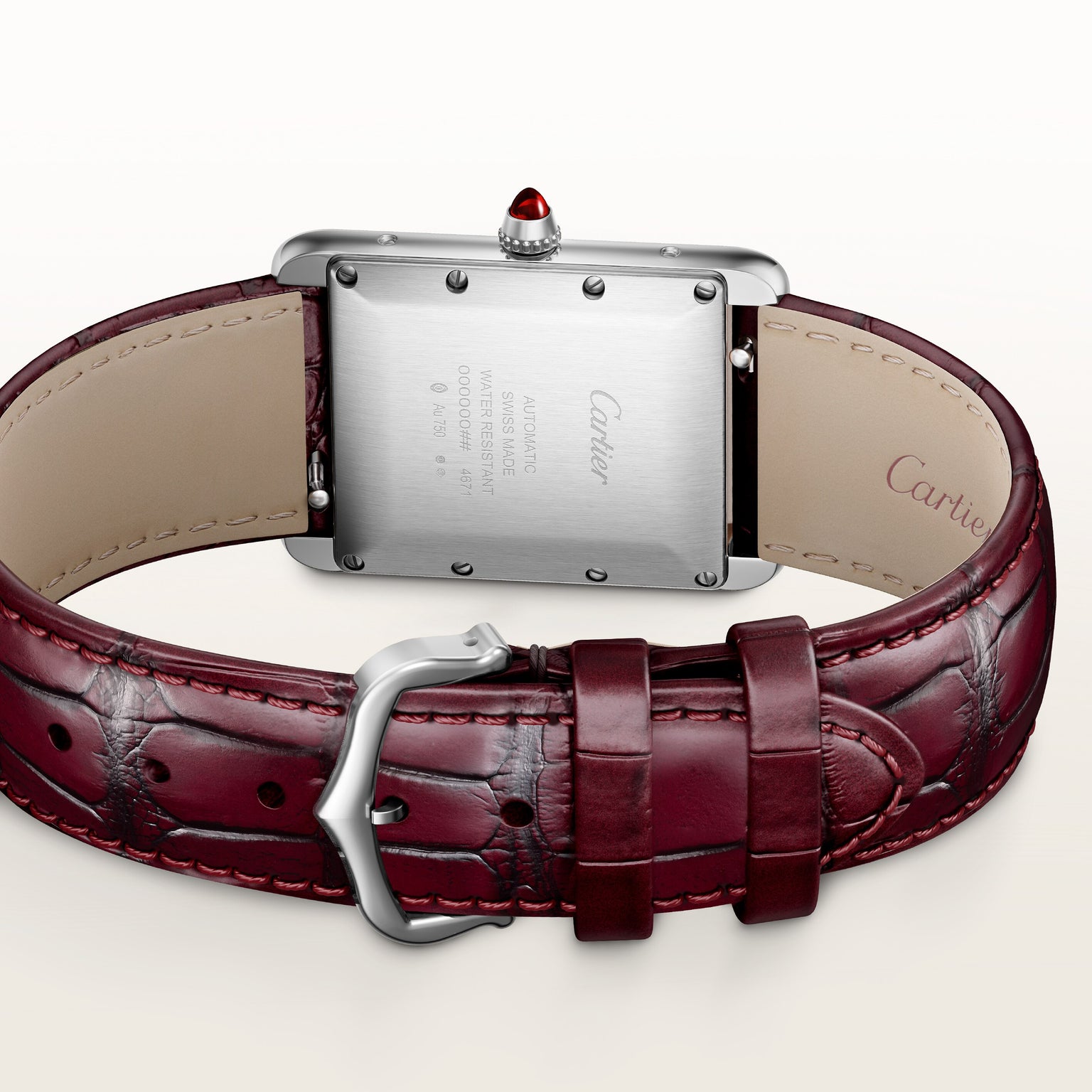 Tank Louis | 28mm, Burgundy Semi-matte Alligator Leather Strap
