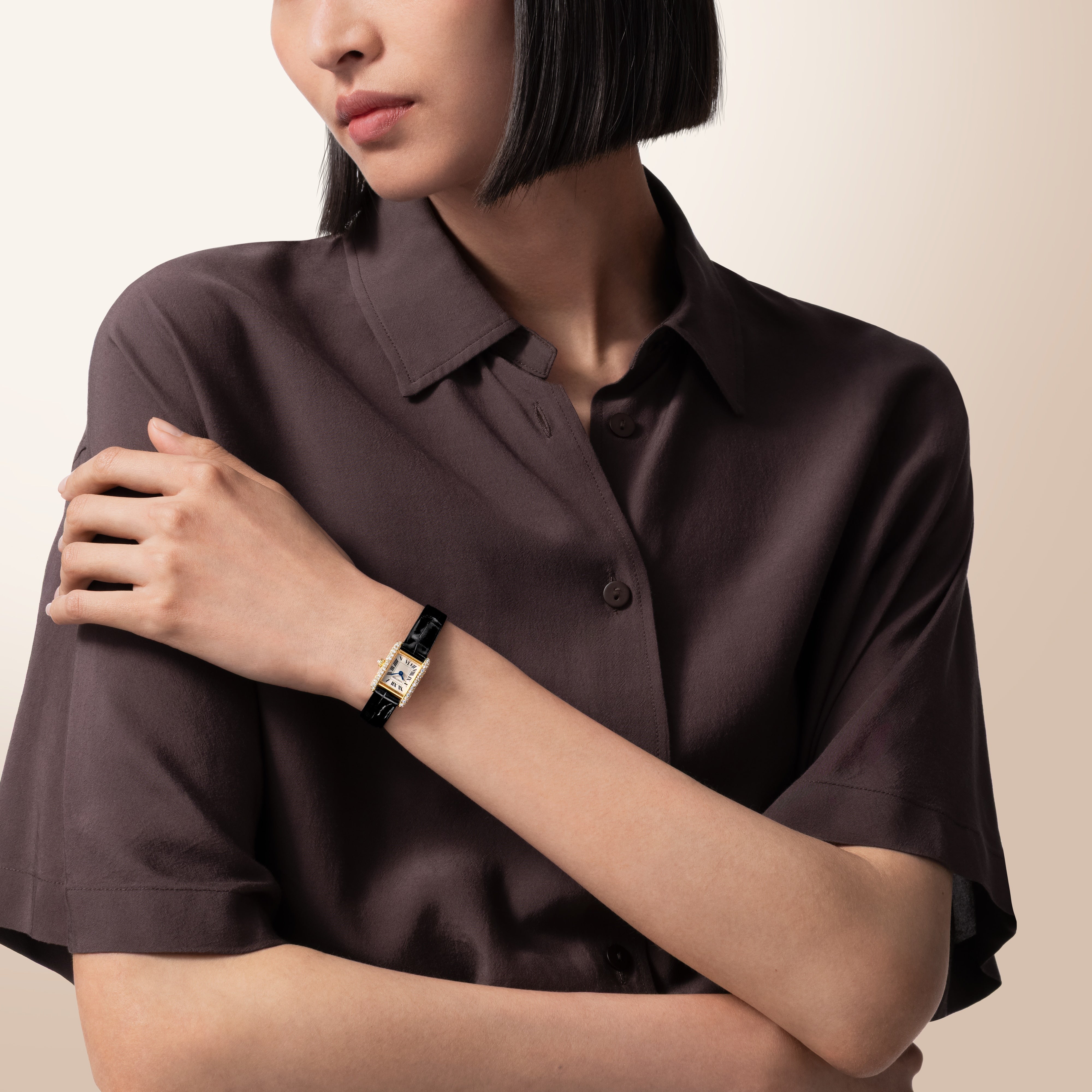 Tank Louis | 16.5mm, 18K Yellow Gold, Alligator Leather Strap