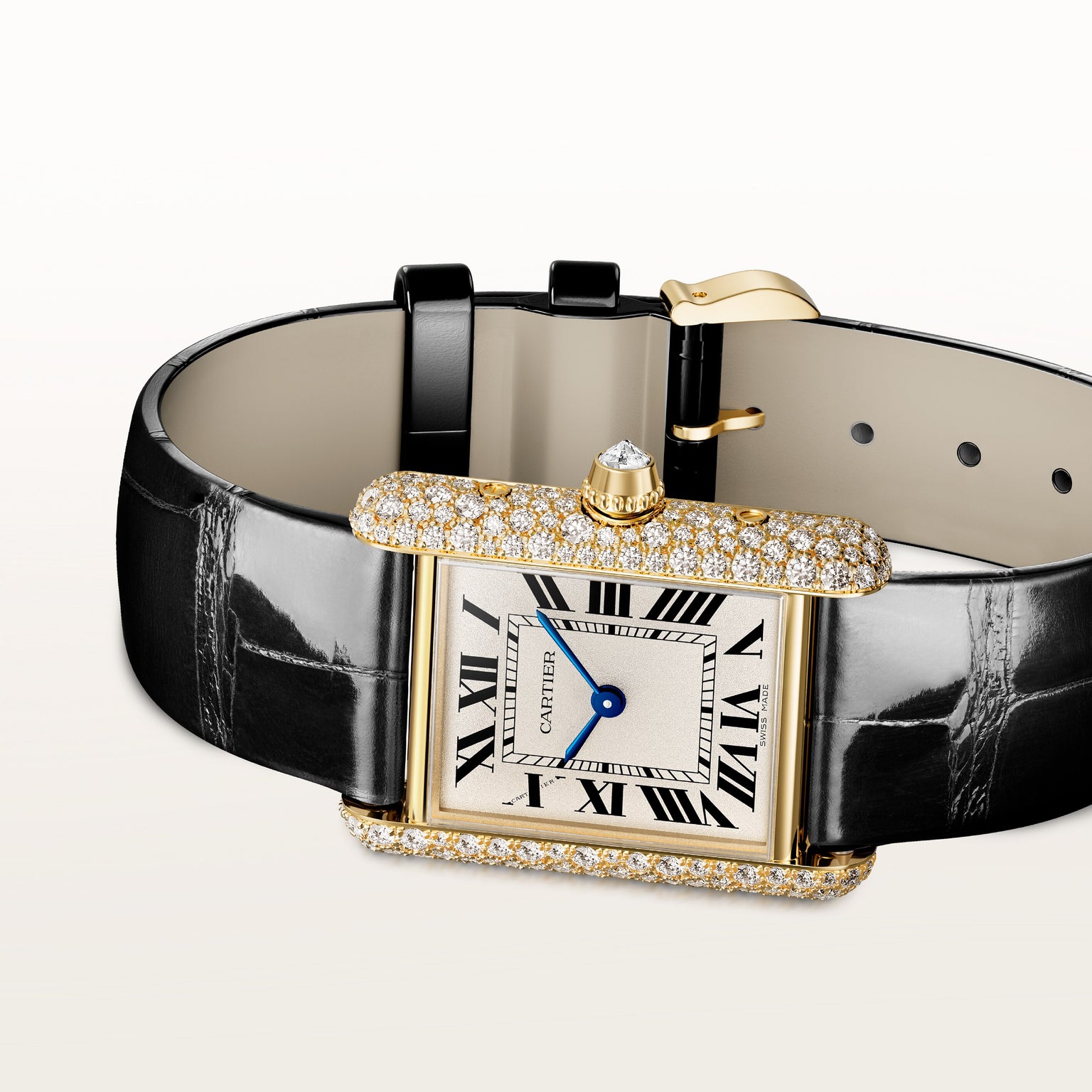 Tank Louis Small Model | 22mm, 18K Yellow Gold, Alligator Leather Strap