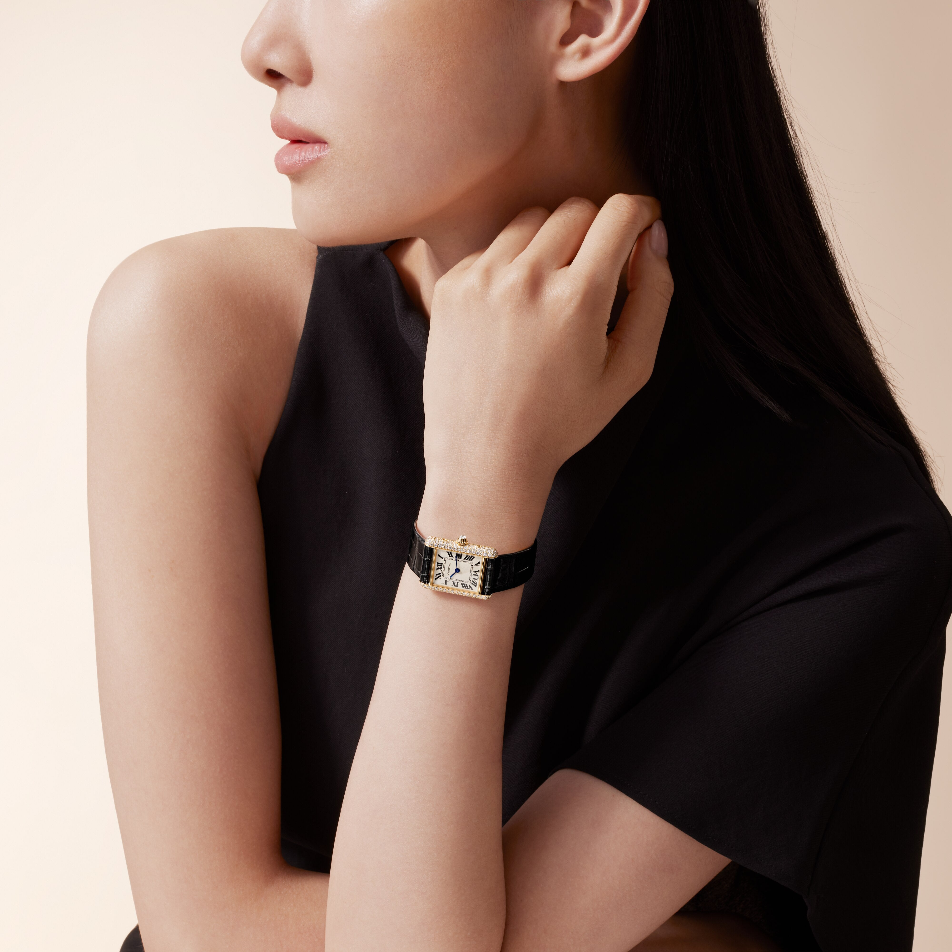 Tank Louis Small Model | 22mm, 18K Yellow Gold, Alligator Leather Strap