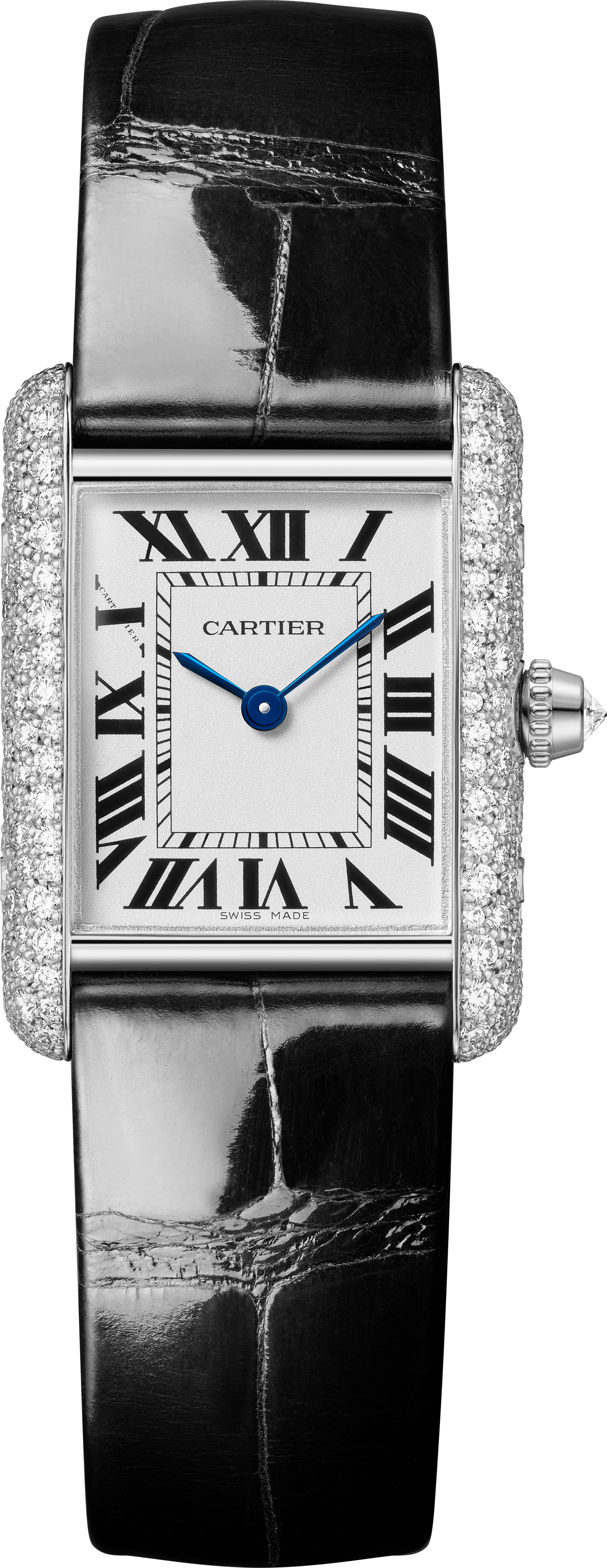 Tank Louis Small Model | 22mm, 18K White Gold, Alligator Leather Strap