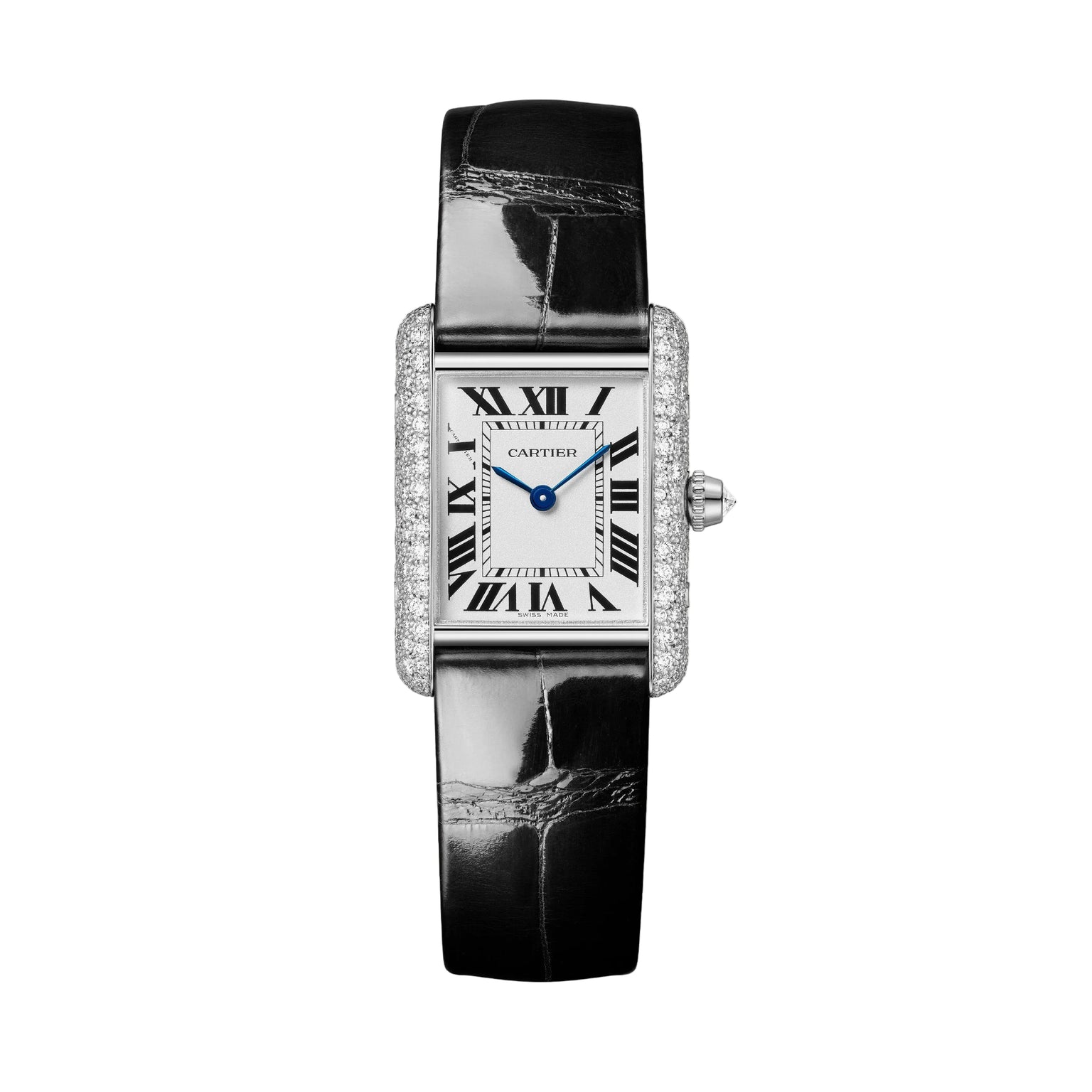 Tank Louis Small Model | 22mm, 18K White Gold, Alligator Leather Strap