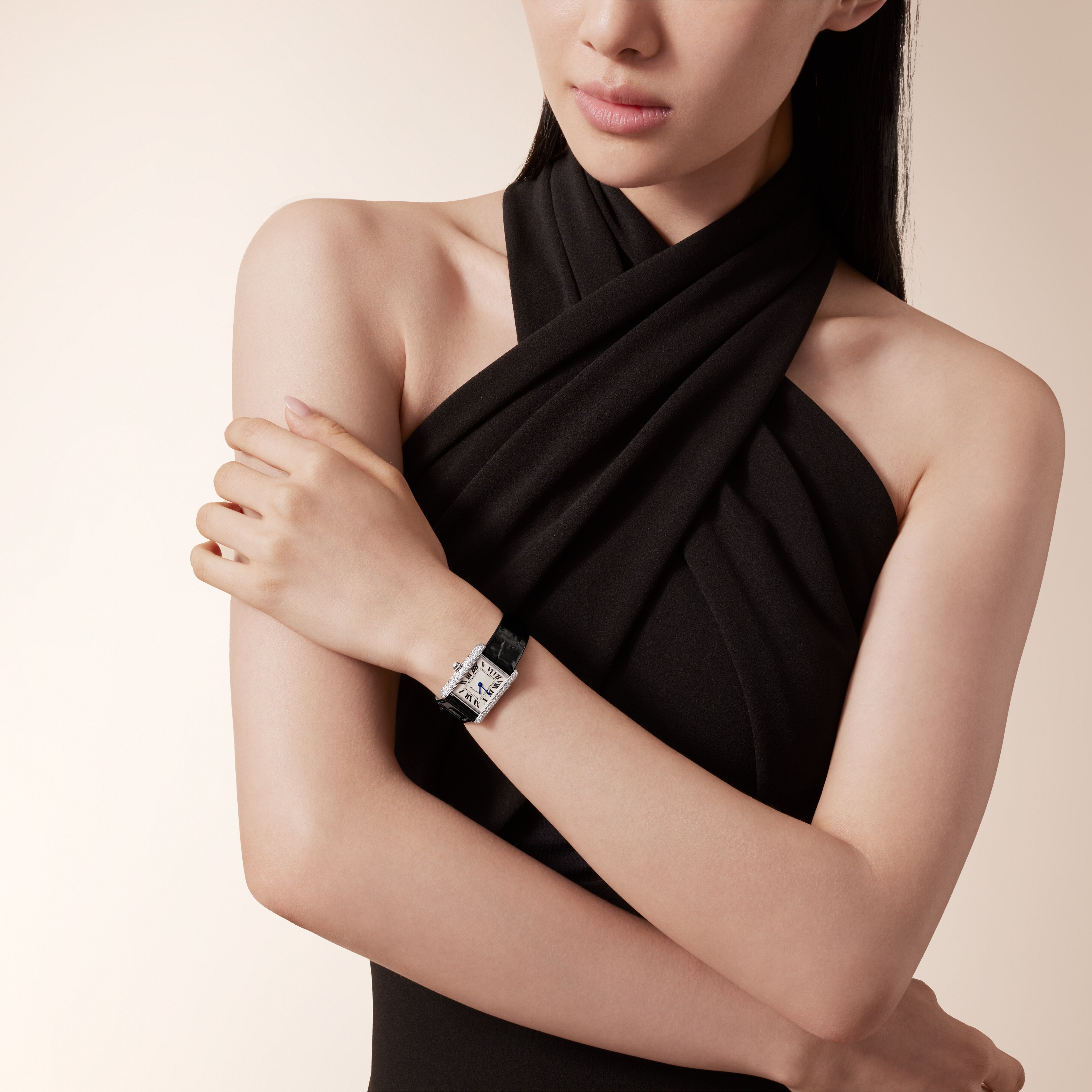 Tank Louis Small Model | 22mm, 18K White Gold, Alligator Leather Strap