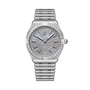 Breitling Chronomat Automatic 36 with gray dial, diamond bezel, and stainless steel bracelet.