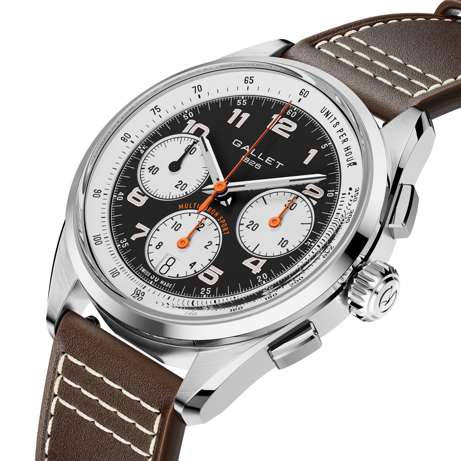 Multichron Sport | 41mm, Steel Case, Brown Leather Strap