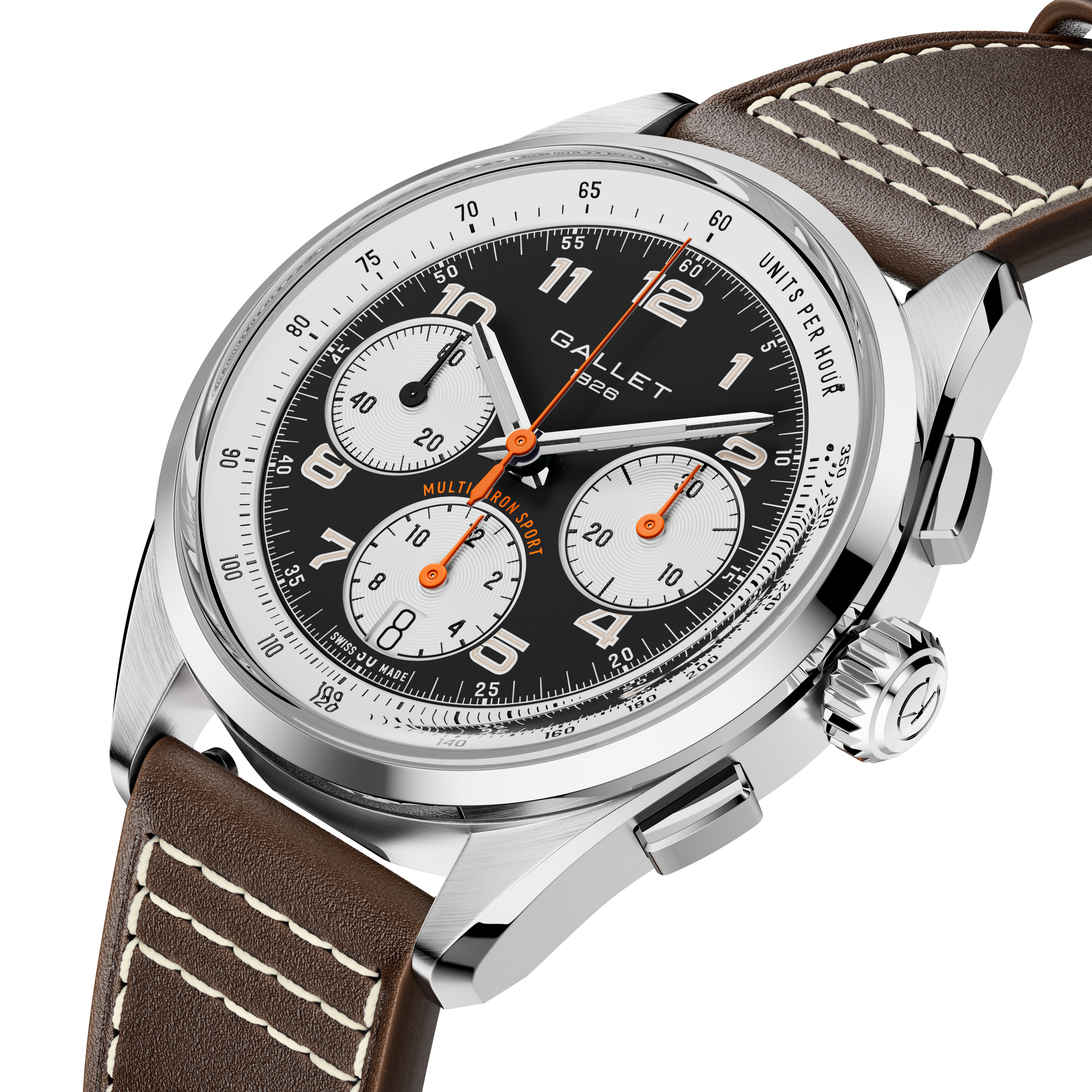 Multichron Sport | 41mm, Steel Case, Brown Leather Strap