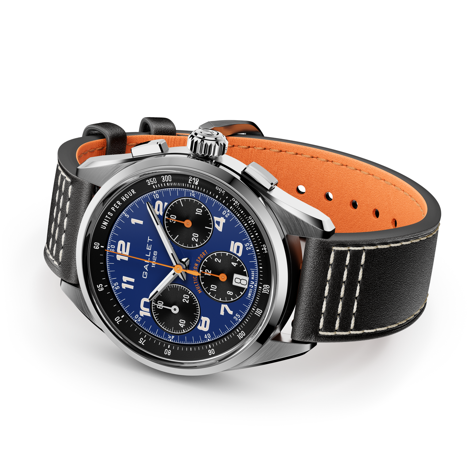 Multichron Sport | 41mm, Steel Case, Black Leather Strap