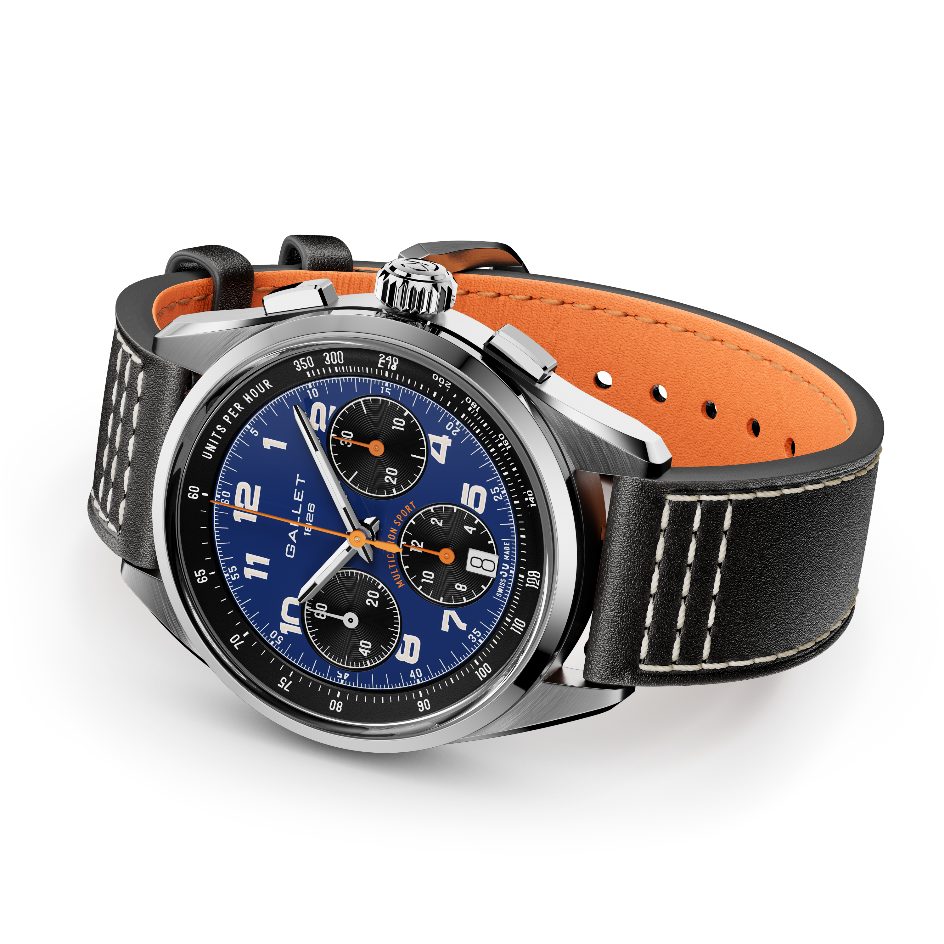Multichron Sport | 41mm, Steel Case, Black Leather Strap