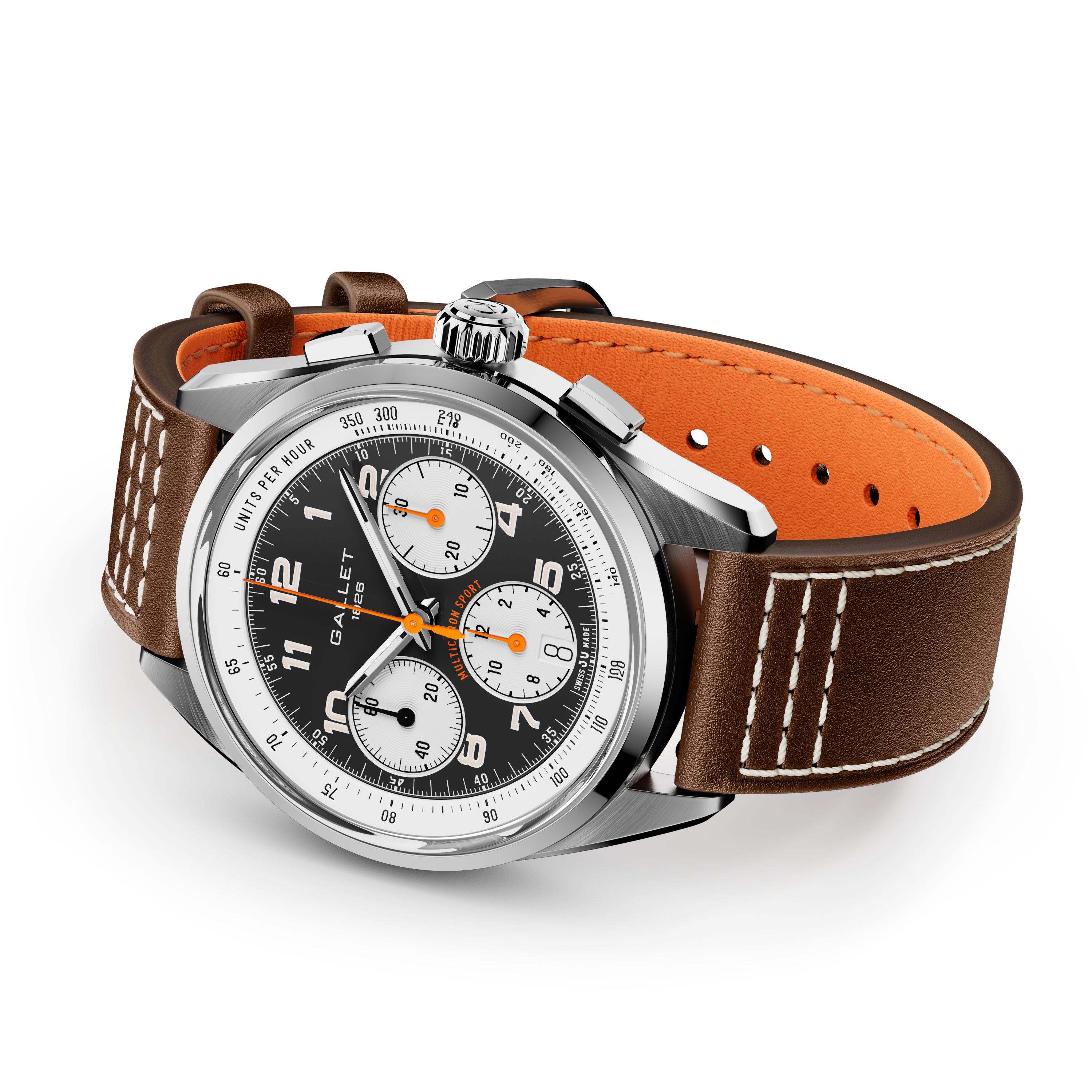 Multichron Sport | 41mm, Steel Case, Brown Leather Strap