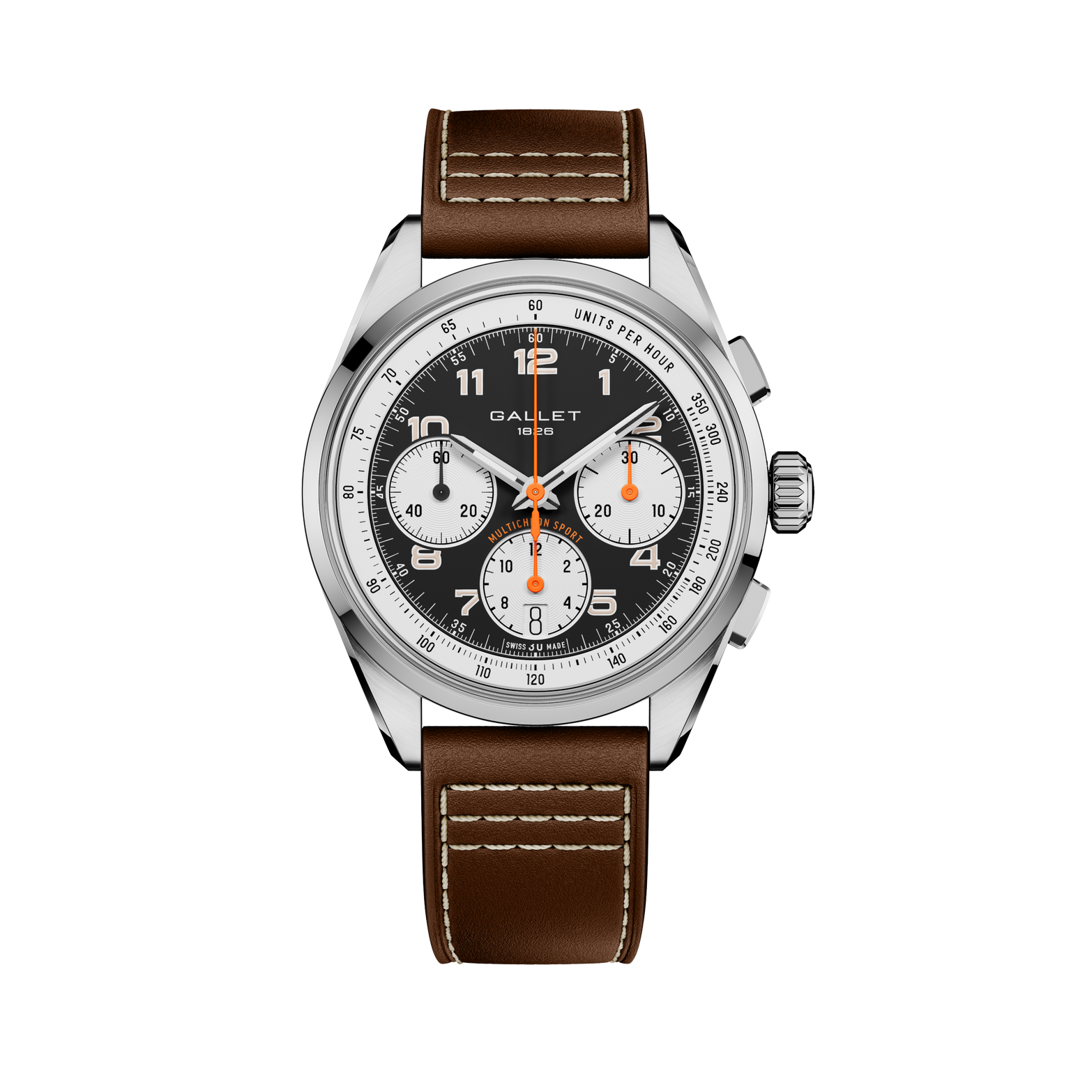 Multichron Sport | 41mm, Steel Case, Brown Leather Strap