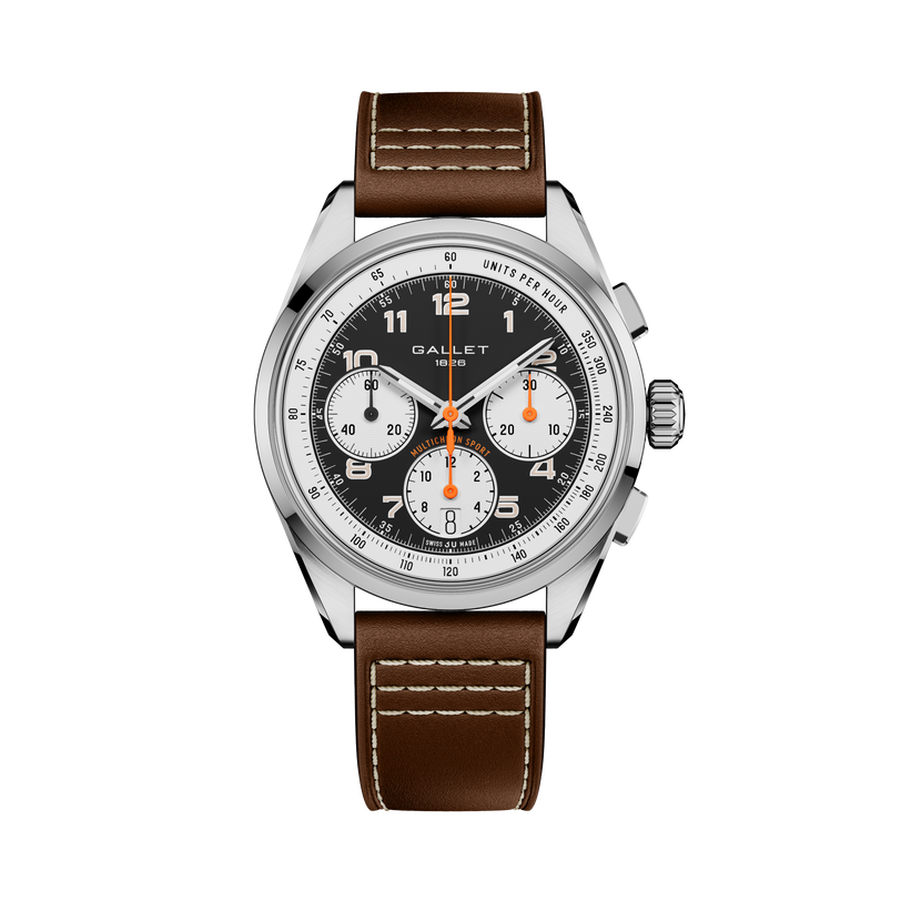 Multichron Sport | 41mm, Steel Case, Brown Leather Strap