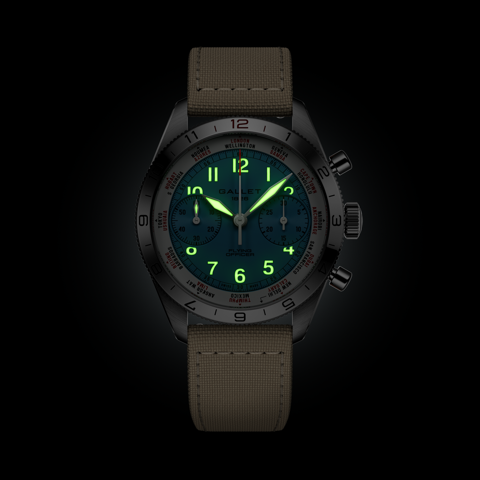 Flying Officer | 40mm, Steel Case, Beige Fabric Strap