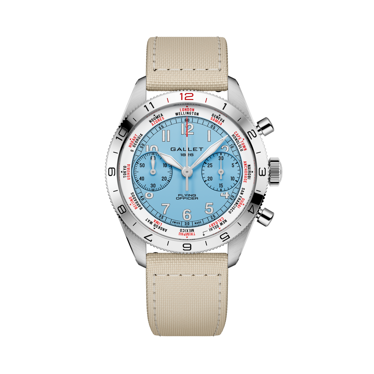 Flying Officer | 40mm, Steel Case, Beige Fabric Strap
