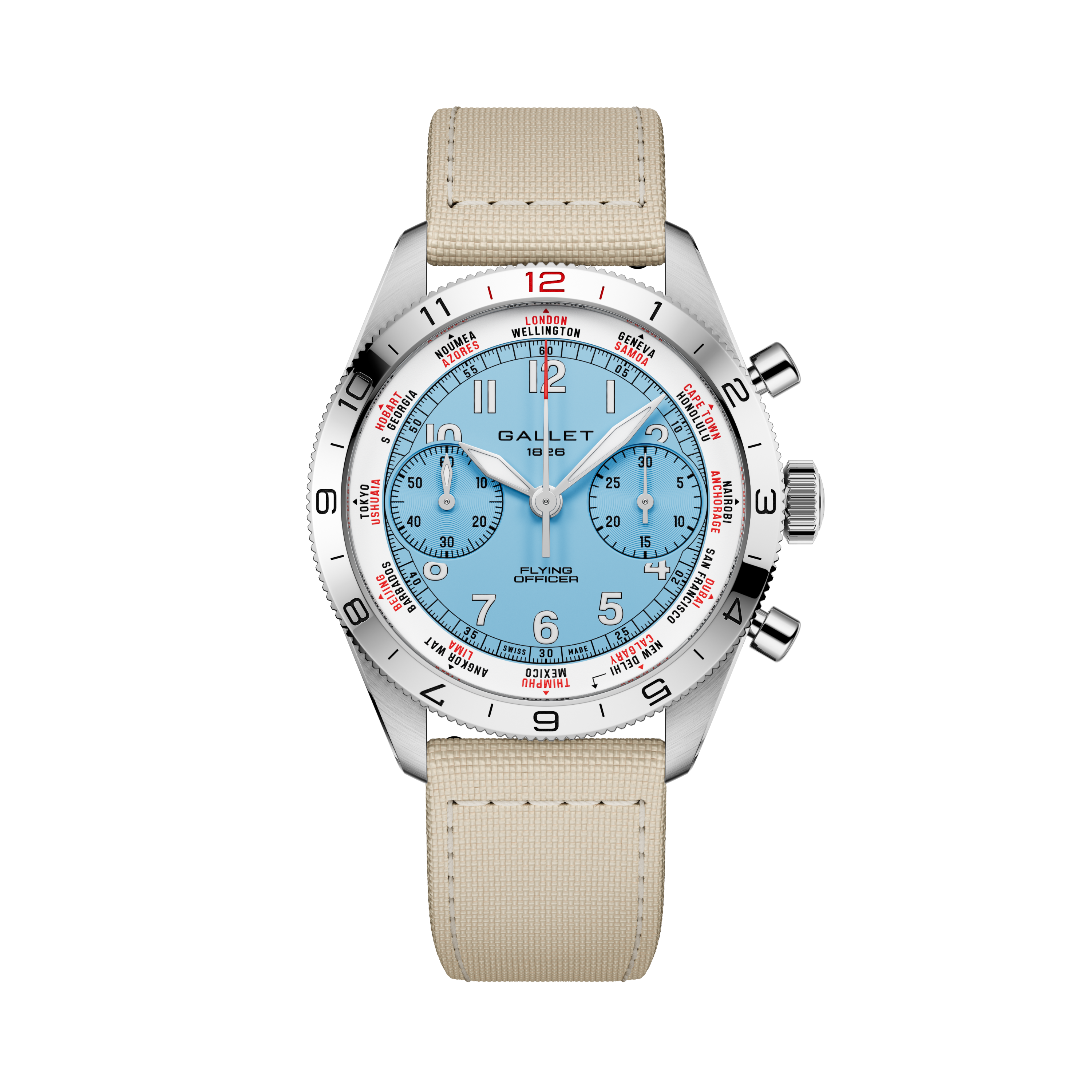 Flying Officer | 40mm, Steel Case, Beige Fabric Strap
