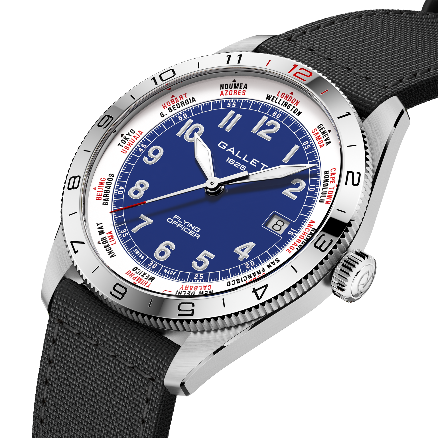 Flying Officer | 40mm, Steel Case, Black Fabric Strap